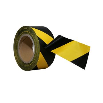 Black/Yellow Stripe Non Adhesive Barrier Tape 64mm x 500m