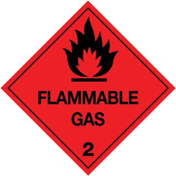 Class 2.1 Flammable Gas Self Adhesive Sign (200 x 200mm)