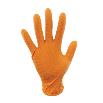 Disposable Orange Textured Nitrile Gloves - Powder Free