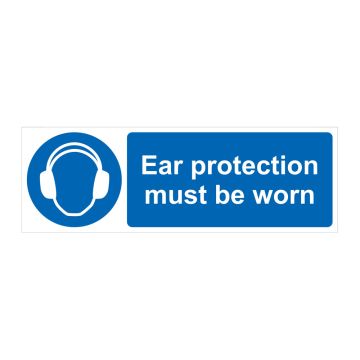 Ear Protection Must Be Worn Self Adhesive Sign (300 x 100mm)