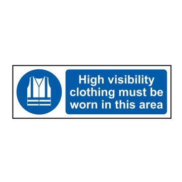 Hi Visibility Clothing In This Area Self Adhesive Sign (300 x 100mm)