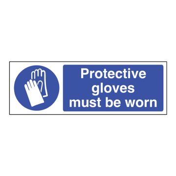 Protective Gloves Must Be Worn Self Adhesive Sign (300 x 100mm)