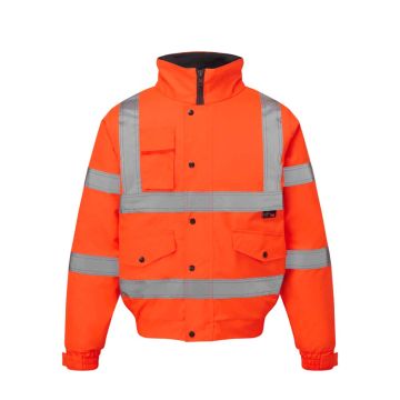 Orange Hi Vis Quilted Bomber Jacket