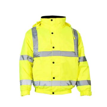 Yellow Hi Vis Fleece Lined Bomber Jacket