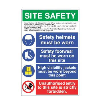 Site Safety Rigid Plastic Sign (400 x 600mm)