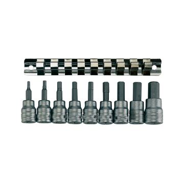 Teng 9 Piece 3/8" Drive Metric Hex Bit  Socket Clip Rail Set