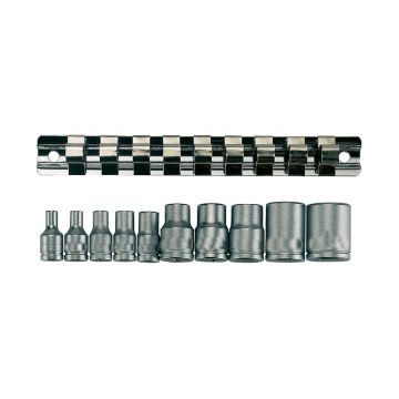Teng 10 Piece 1/4" & 3/8" Drive TX-E Socket Clip Rail Set