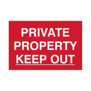Private Property Keep Out Self Adhesive Rigid Sign (300 x 200mm)