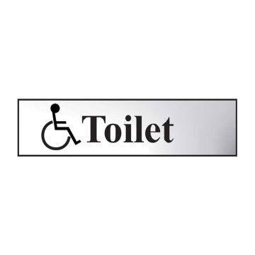Toilet (Disabled Symbol) Chrome Effect Self Adhesive PP Sign (200 x 50mm)