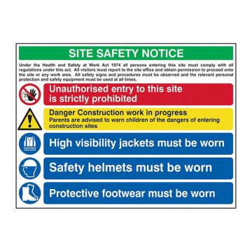 Site Safety Composite Rigid Plastic Sign (800 x 600mm)
