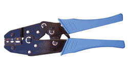 Crimp Tooling for Electrical Connectors. Ratchet Crimping Tool with Tensioner for use with Pre Insulated, Copper Tube, Cord End, Heatshrink Terminals